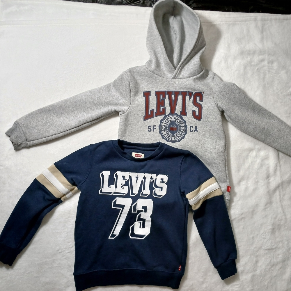 Levi's Kids Gray and Blue Hoodie and Sweatshirt Set